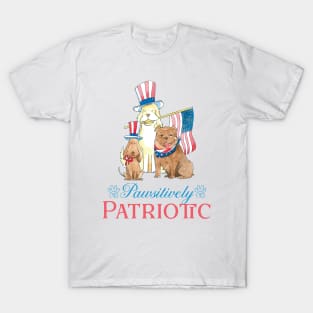 Pwsitively Patriotic, 4th july dogs lovers gift T-Shirt